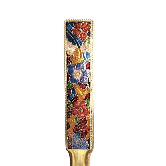 Vintage Flower Stained Glass Design Handle Gold Color Letter Opener - Picture 2 of 4